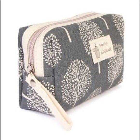 Tree Print Makeup Cosmetics Organization Jewelry Pouch Travel Bag Small New - Picture 2 of 4